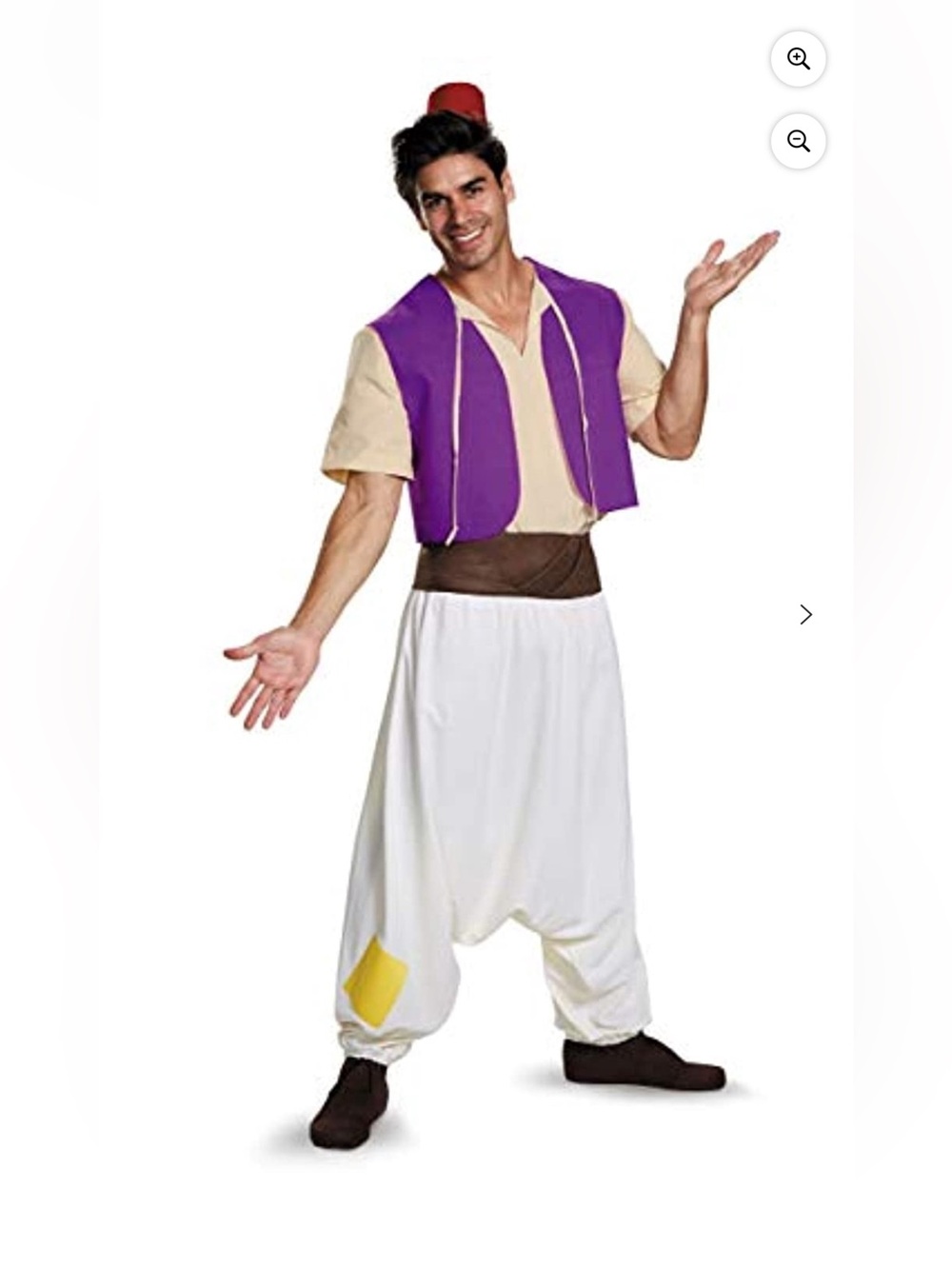 Men’s Aladdin Costume with Cream Shirt and White Harem Pants